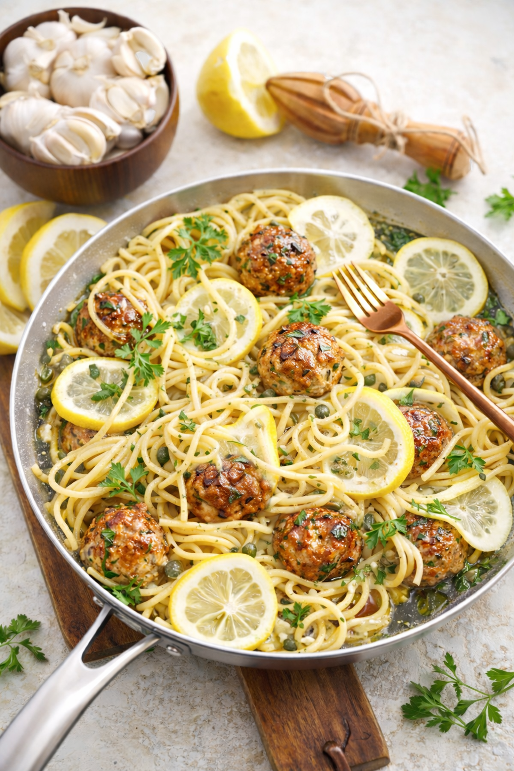 dariuscooks lemon chicken piccata meatballs