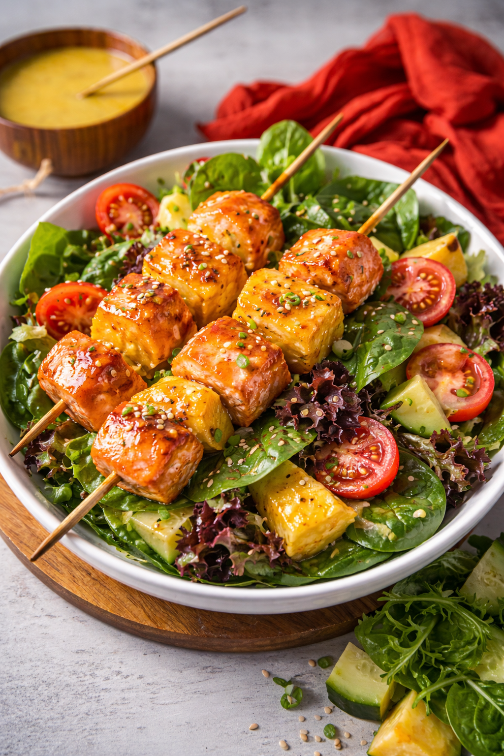 Pineapple Teriyaki Salmon&nbsp;Skewers