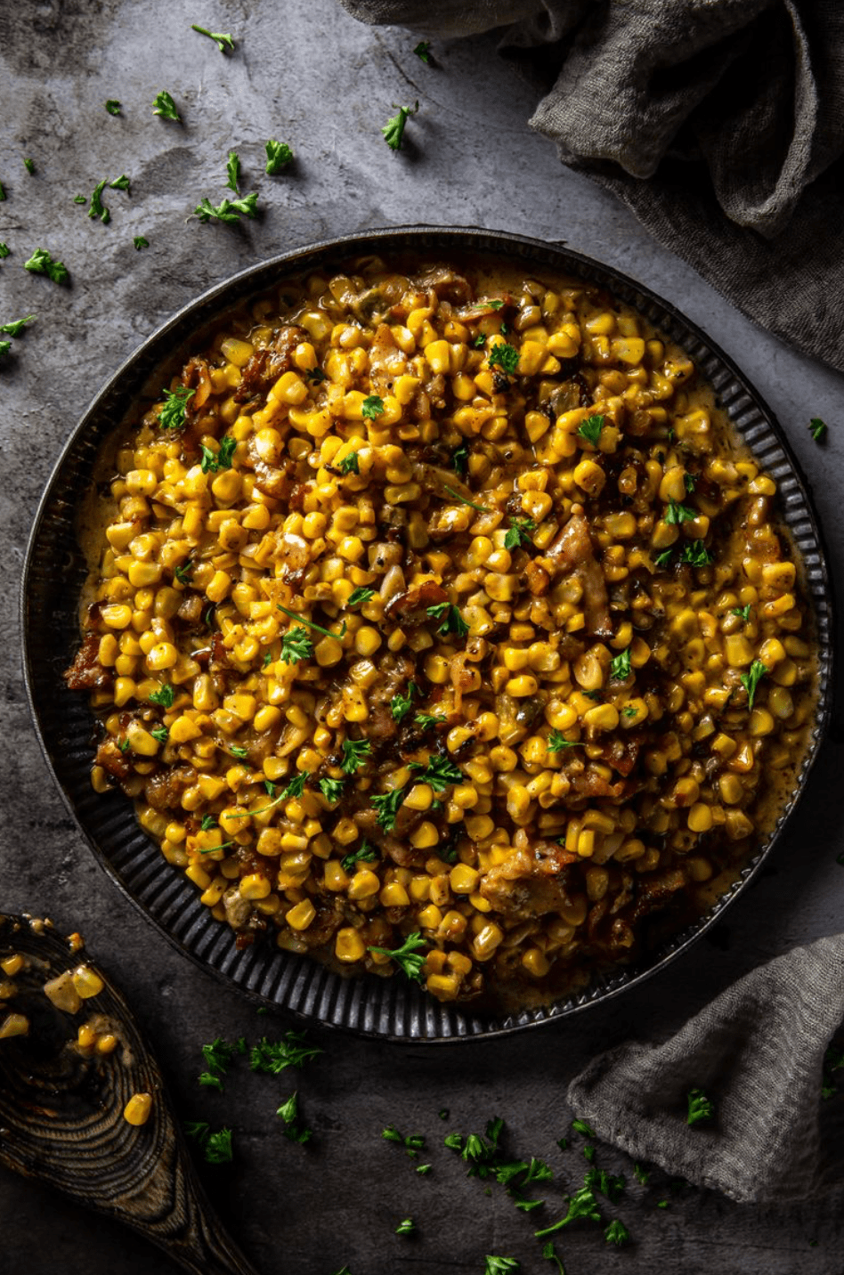skillet fried corn with bacon