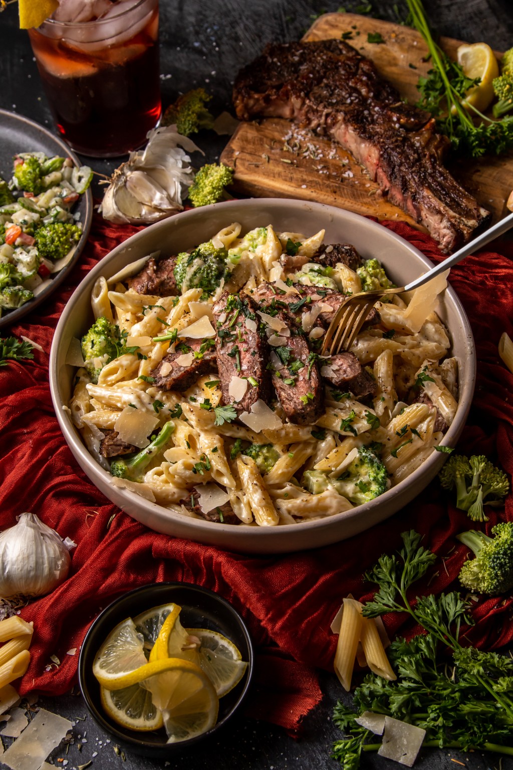 Creamy Parmesan Rib Eye Pasta
