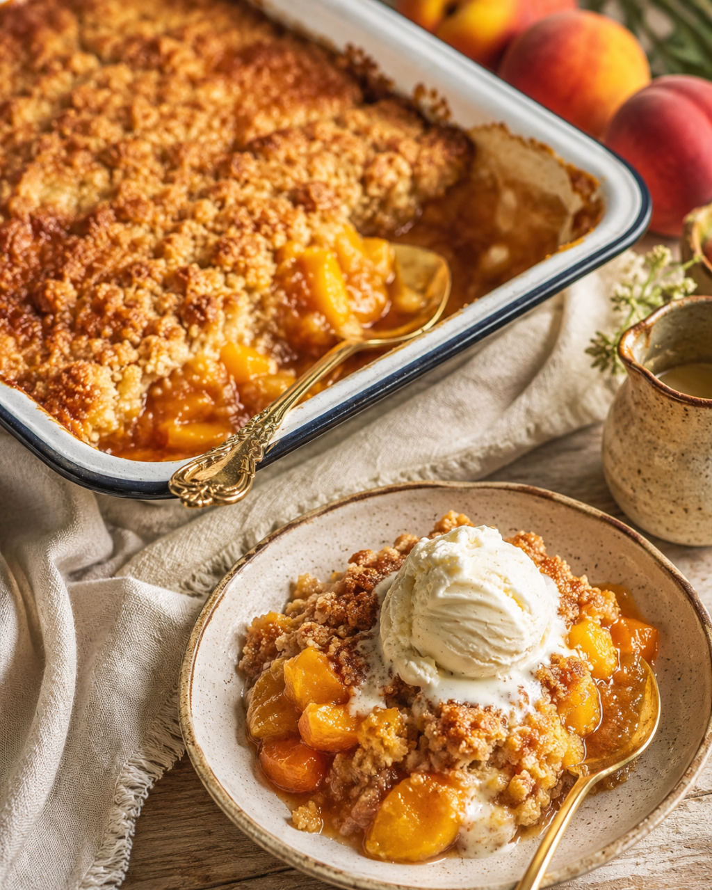 Weeknight Bourbon Brown Butter Peach&nbsp;Cobbler