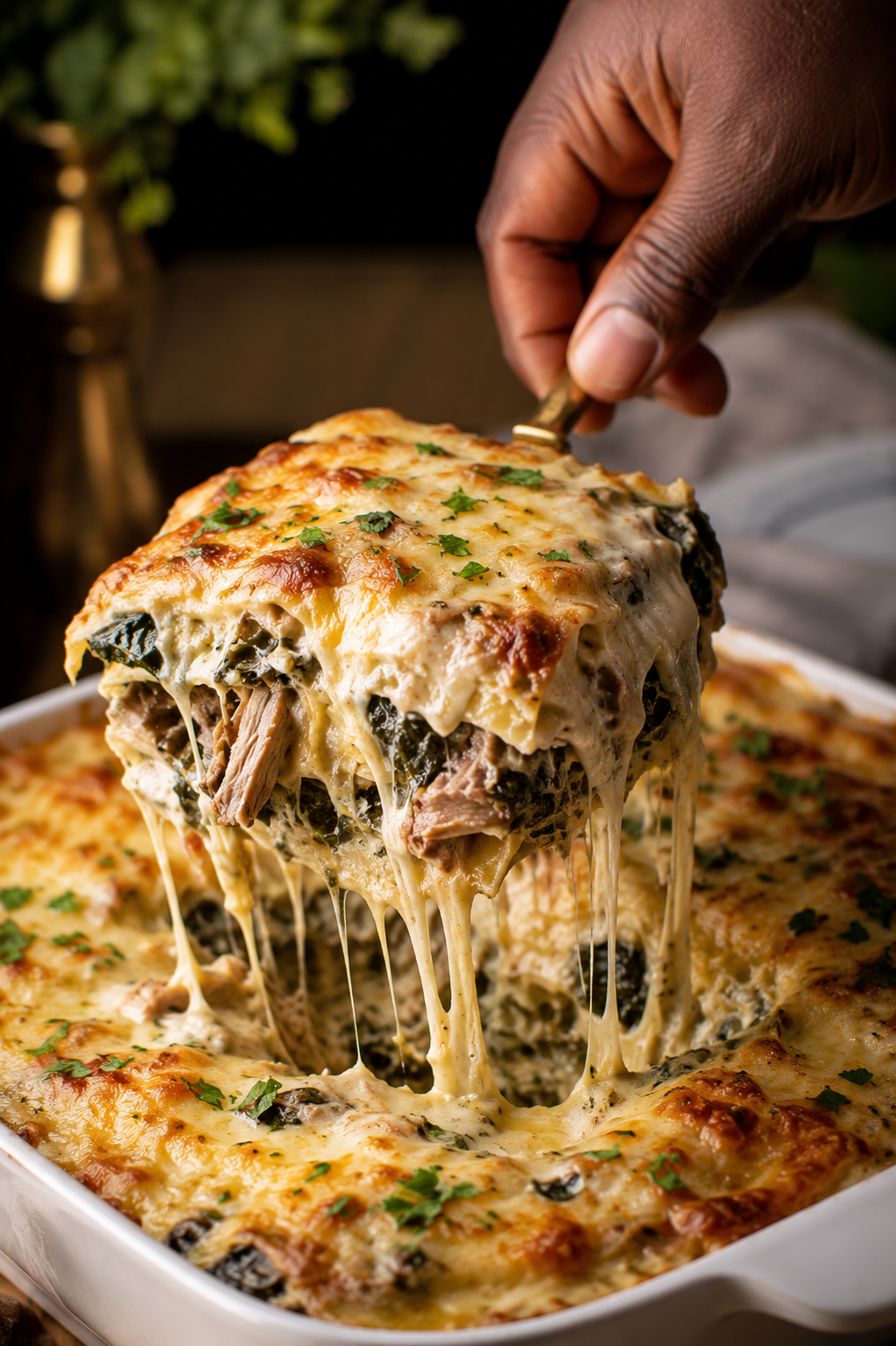 Creamy Collard Green & Smoked Turkey Lasagna
